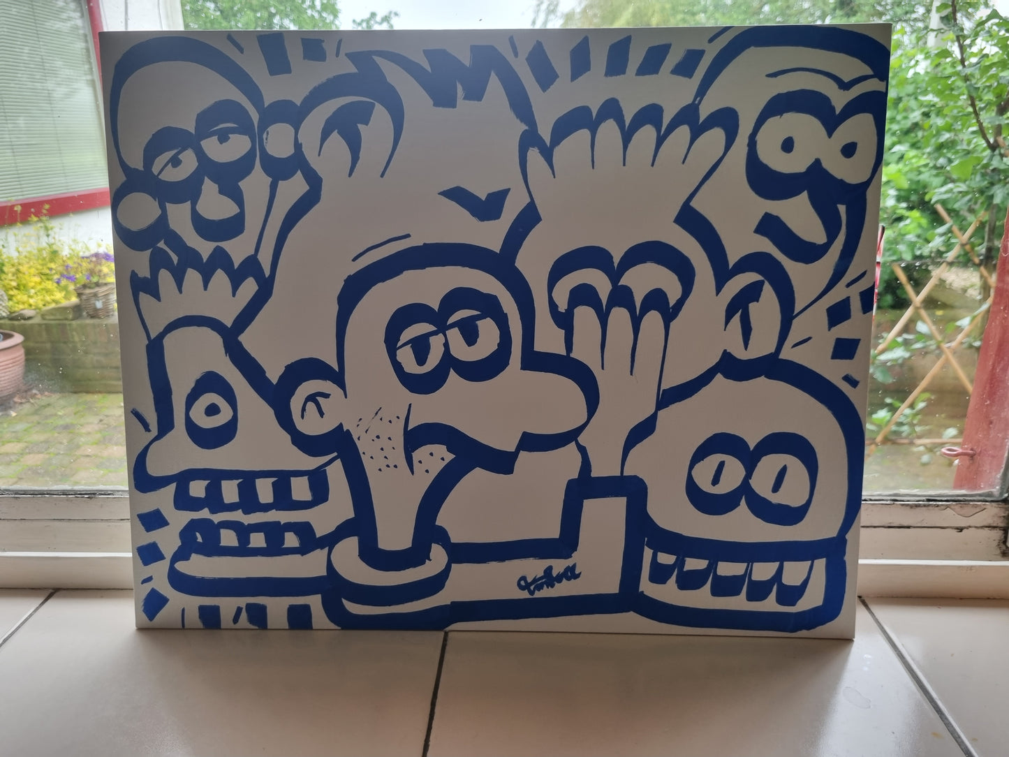 Doodle on canvas blue