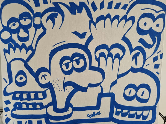 Doodle on canvas blue